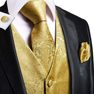 Men's Ivory Gold Sleeveless Formal Vest
