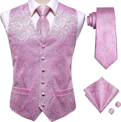 Men's Pink Sleeveless Formal Vest