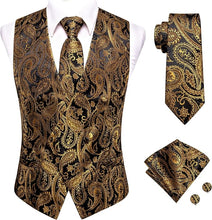 Load image into Gallery viewer, Men&#39;s Satin Gold Sleeveless Formal Vest