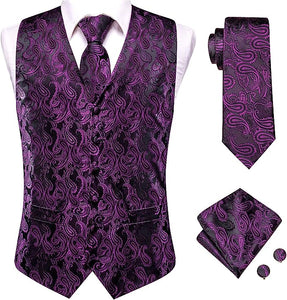 Men's Plum Purple Paisley Sleeveless Formal Vest