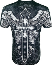 Load image into Gallery viewer, Men&#39;s Black Graphic Wings Short Sleeve T-Shirt
