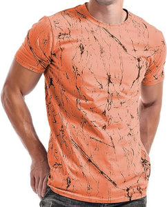 Men's Army Green Abstract Fashion Print Short Sleeve T-Shirt
