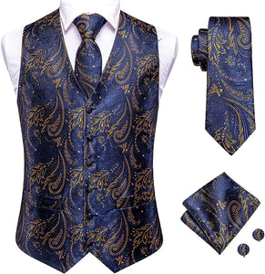 Men's Blue/Gold Sleeveless Formal Vest