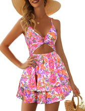 Load image into Gallery viewer, Lavender Purple Ruffled Twist Layered Sleeveless Shorts Romper