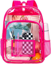 Load image into Gallery viewer, Heavy Duty Neon Pink See Through Clear Trendy Backpack