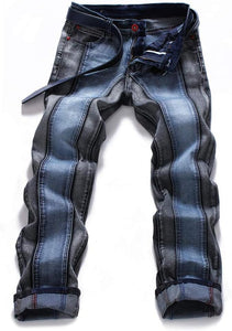 Men's Denim Blue Parallel Distressed Jeans