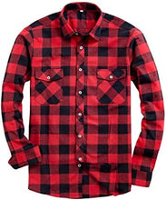 Load image into Gallery viewer, Men&#39;s Plaid Flannel White/Black Long Sleeve Button Down Casual Shirt