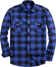 Load image into Gallery viewer, Men&#39;s Plaid Flannel Grey/Black Long Sleeve Button Down Casual Shirt