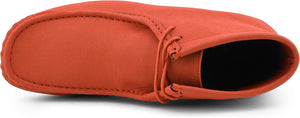 Men's Orange Lace Up High Top Suede Boots