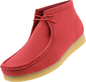 Men's Red Lace Up High Top Suede Boots