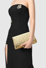 Load image into Gallery viewer, Formal Cocktail Party Style Gold Chain Clutch Evening Bag