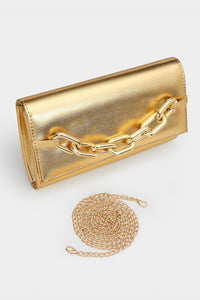 Formal Cocktail Party Style Gold Chain Clutch Evening Bag