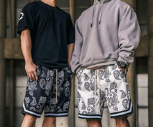Load image into Gallery viewer, Men&#39;s Red Paisley Loose Fit Athletic Paisley Basketball Shorts