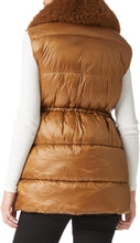 Load image into Gallery viewer, Faux Fur Trim Puffer Style Brown Sleeveless Cargo Pocket Vest Coat