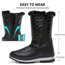 Load image into Gallery viewer, Black Winter Textured Fur Lined Metallic Snow Boots