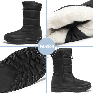 Black Women's Fur Lined Faux Leather Ankle Boots