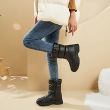 Load image into Gallery viewer, Black Warm Comfort Drawstring Platform Snow Boots