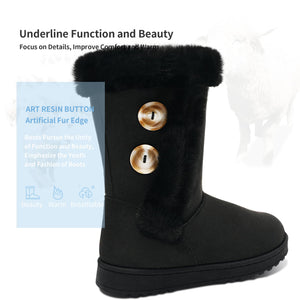 Black Suede Fashionable Winter Fur Lined Snow Boots