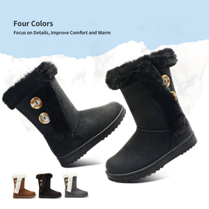 Black Suede Fashionable Winter Fur Lined Snow Boots