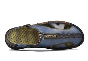 Blue Men's Leather Anti-Slip Outdoor Sandals