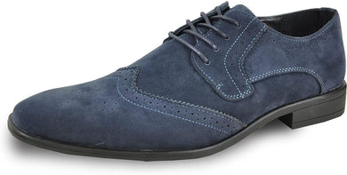 Men's Blue Oxford Suede Wingtip Leather Dress Shoes