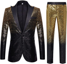 Load image into Gallery viewer, Men&#39;s Pink/Gold Tuxedo Two Tone Sequin Blazer &amp; Pants Suit