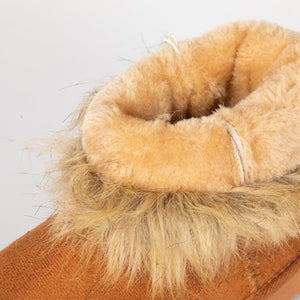 Fluffy Faux Fur Tan Suede Ankle Style Winter Boots