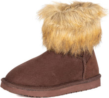 Load image into Gallery viewer, Fluffy Faux Fur Tan Suede Ankle Style Winter Boots