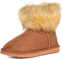 Load image into Gallery viewer, Fluffy Faux Fur Olive Green Suede Ankle Style Winter Boots