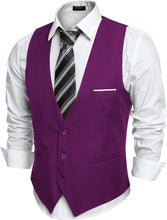 Load image into Gallery viewer, Men&#39;s Purple Sleeveless Formal Slim Fit Suit Vest