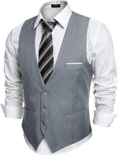 Load image into Gallery viewer, Men&#39;s Light Blue Sleeveless Formal Slim Fit Suit Vest
