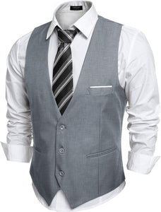 Men's Light Blue Sleeveless Formal Slim Fit Suit Vest