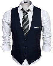 Load image into Gallery viewer, Men&#39;s Black Sleeveless Formal Slim Fit Suit Vest