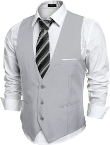Men's Light Blue Sleeveless Formal Slim Fit Suit Vest