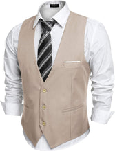 Load image into Gallery viewer, Men&#39;s Light Grey Sleeveless Formal Slim Fit Suit Vest