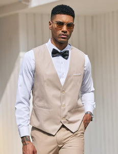 Men's Dark Grey Sleeveless Formal Slim Fit Suit Vest