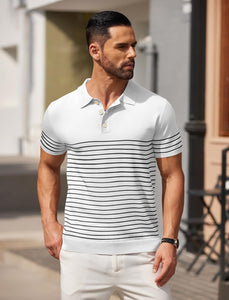Men's Premium Black Striped Short Sleeve Shirt