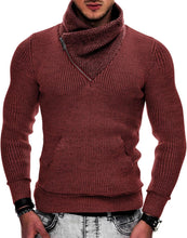 Load image into Gallery viewer, Men&#39;s Dark Grey Knit Shawl Neck Zipper Style Long Sleeve Sweater