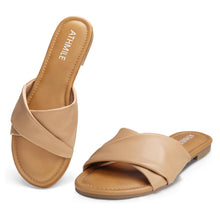 Load image into Gallery viewer, Camel Casual Leather Summer Flat Sandals