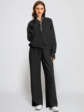 Load image into Gallery viewer, Comfy Knit White Half Zip Long Sleeve Sweatsuit Pull Over &amp; Pants Set