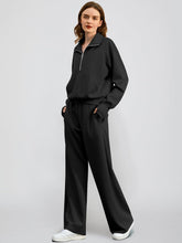 Load image into Gallery viewer, Comfy Knit White Half Zip Long Sleeve Sweatsuit Pull Over &amp; Pants Set