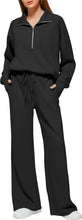 Load image into Gallery viewer, Comfy Knit Black Half Zip Long Sleeve Sweatsuit Pull Over &amp; Pants Set