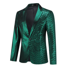 Load image into Gallery viewer, Chain Green Men&#39;s Stylish Sequin Long Sleeve Dress Blazer