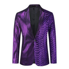 Load image into Gallery viewer, Chain Purple Men&#39;s Stylish Sequin Long Sleeve Dress Blazer