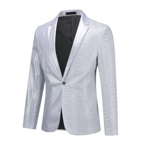 Chain Silver Men's Stylish Sequin Long Sleeve Dress Blazer