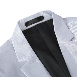 Chain Silver Men's Stylish Sequin Long Sleeve Dress Blazer