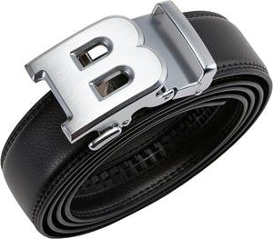 Men's Fashion Initial Black/Gold D Leather Adjustable Belt