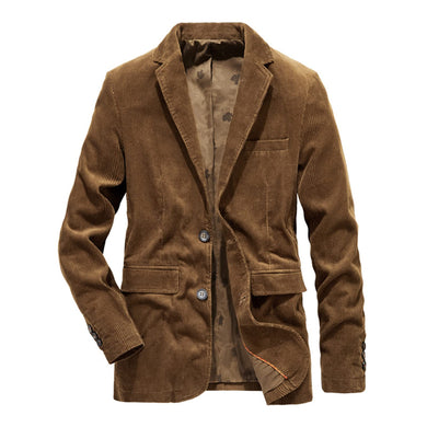 Men's Brown Corduroy Long Sleeve Sports Coat Blazer