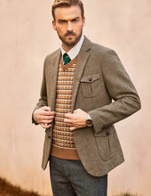 Load image into Gallery viewer, Men&#39;s British Pocket Brown Tweed Wool Long Sleeve Blazer