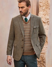 Load image into Gallery viewer, Men&#39;s British Pocket Brown Tweed Wool Long Sleeve Blazer